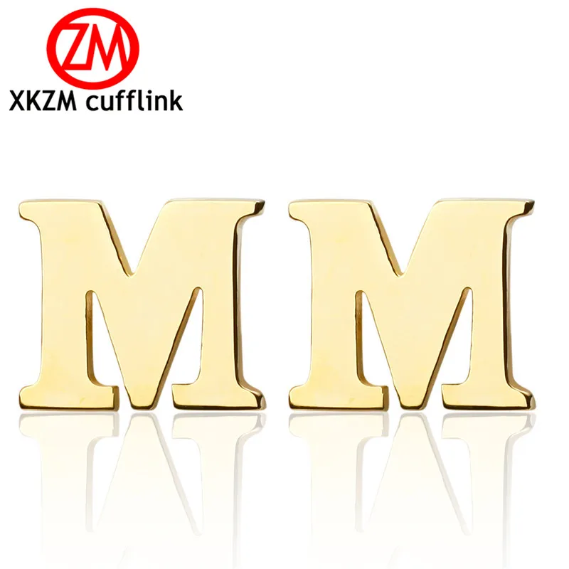 Оптовая продажа мужские Запонки Золотые буквы м запонки пользовательские