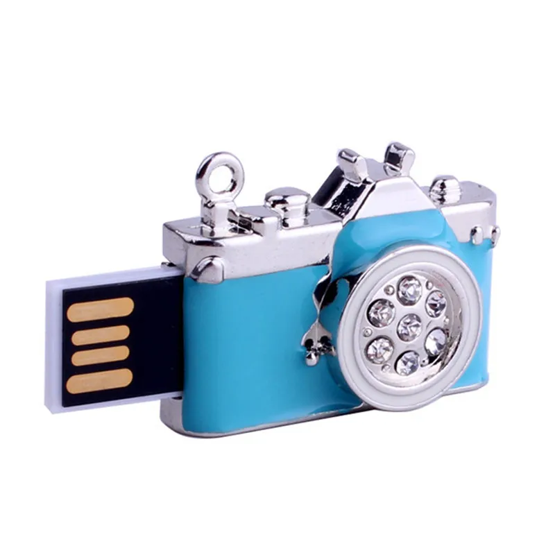 Blue SHANDIAN кристаллическая камера форма usb флэш-накопитель 64 ГБ флеш-накопитель 32 ГБ 16 ГБ 4 ГБ u диск Флешка u диск флэш-накопитель - Цвет: Blue