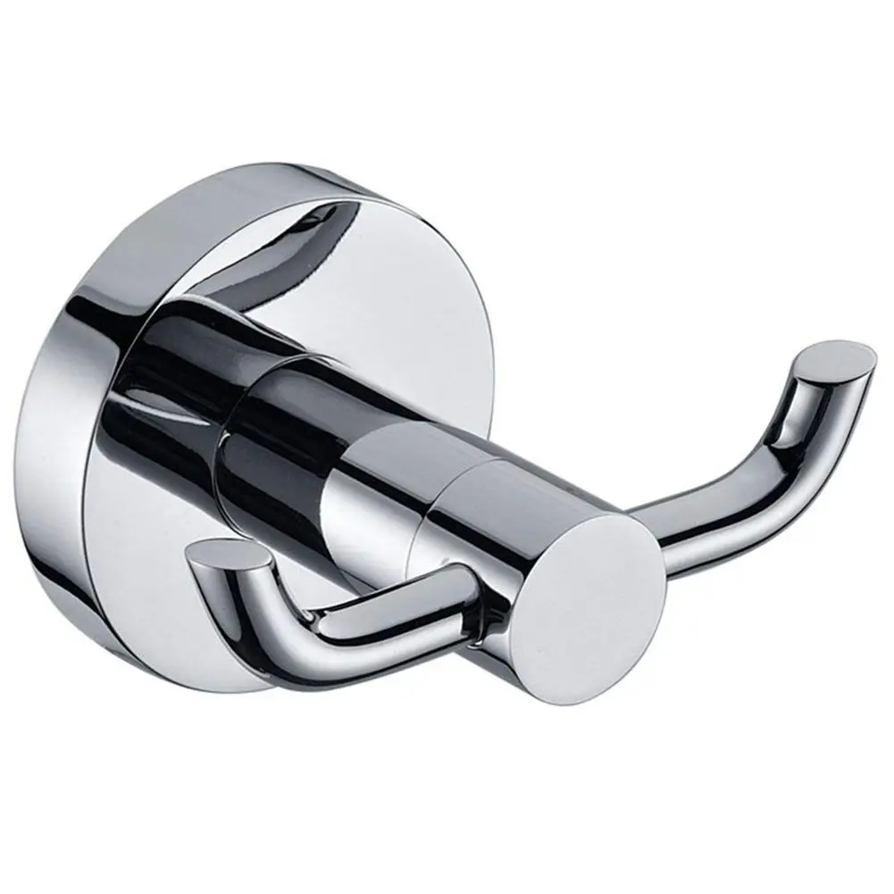 Stainless Steel Towel Holder Bathroom Robe 2 Hook Hat Clothes Wall Door Hanger 5cmx6cmx8cm | Hooks