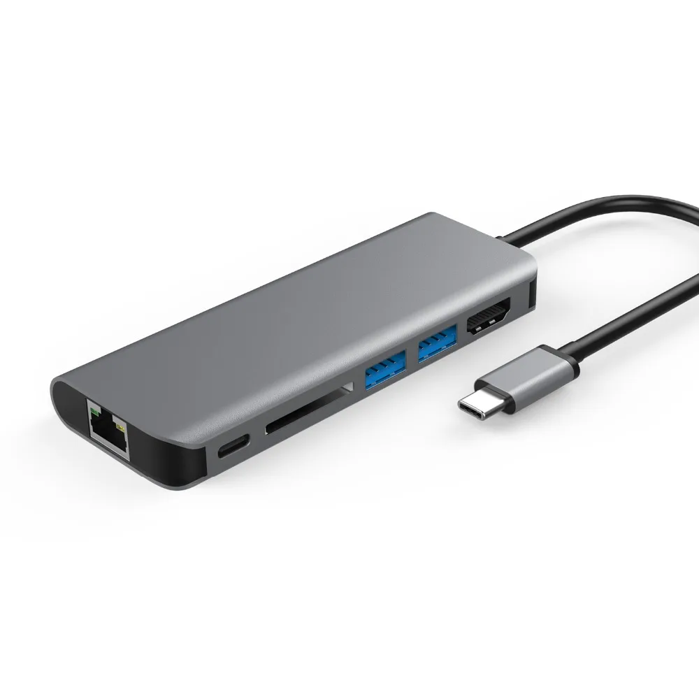 Amkle 6 в 1 USB 3 0 концентратор Type C к HDMI/USB 0/RJ45/SD/TF/Type адаптер конвертер для Macbook Pro Google