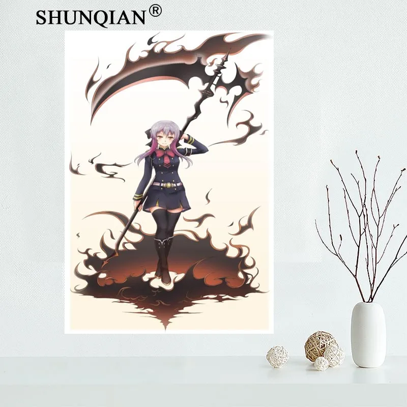 Owari no seraph hiiragi shinoa Холст Тканевый плакат для домашнего декора живопись искусство