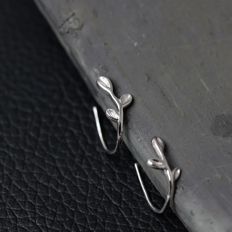 Женские серьги гвоздики из серебра 100% пробы с двумя листьями|stud earrings|earrings forearrings