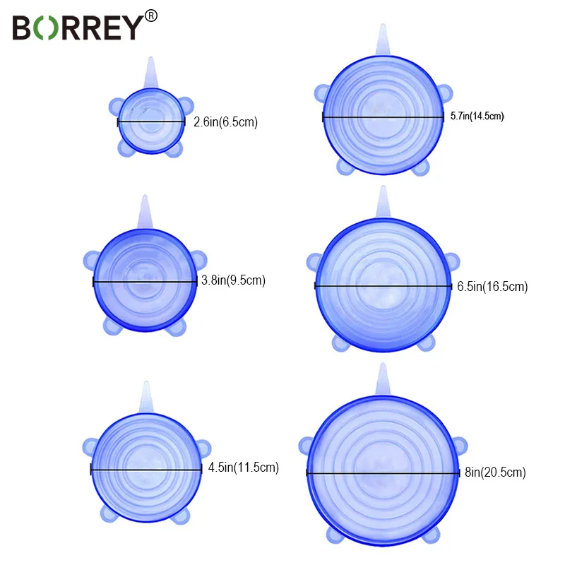BORREY 6 шт./компл./комплект силиконовые крышки растягивающиеся для хранения свежих