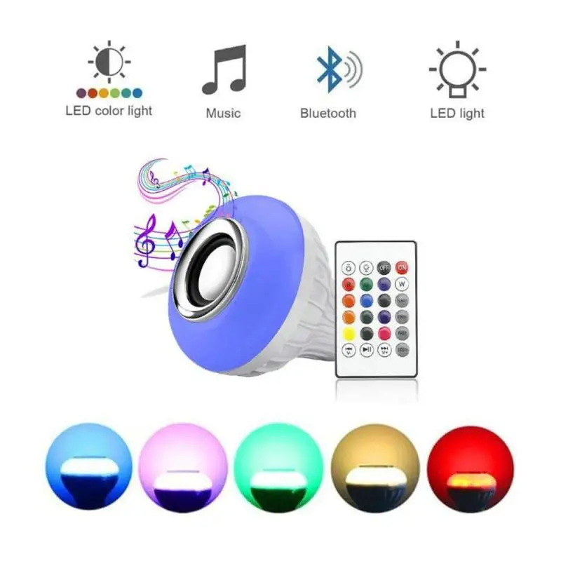 2018 Новый E27 Беспроводной Bluetooth Динамик + 12 Вт RGB лампа светодиодный светильник 110 В