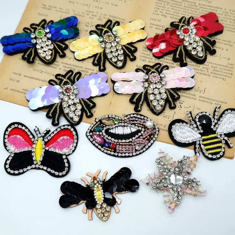 Bee lips звезды с Блестками одежда тканевые наклейки DIY свитер сумка шляпа брошь для