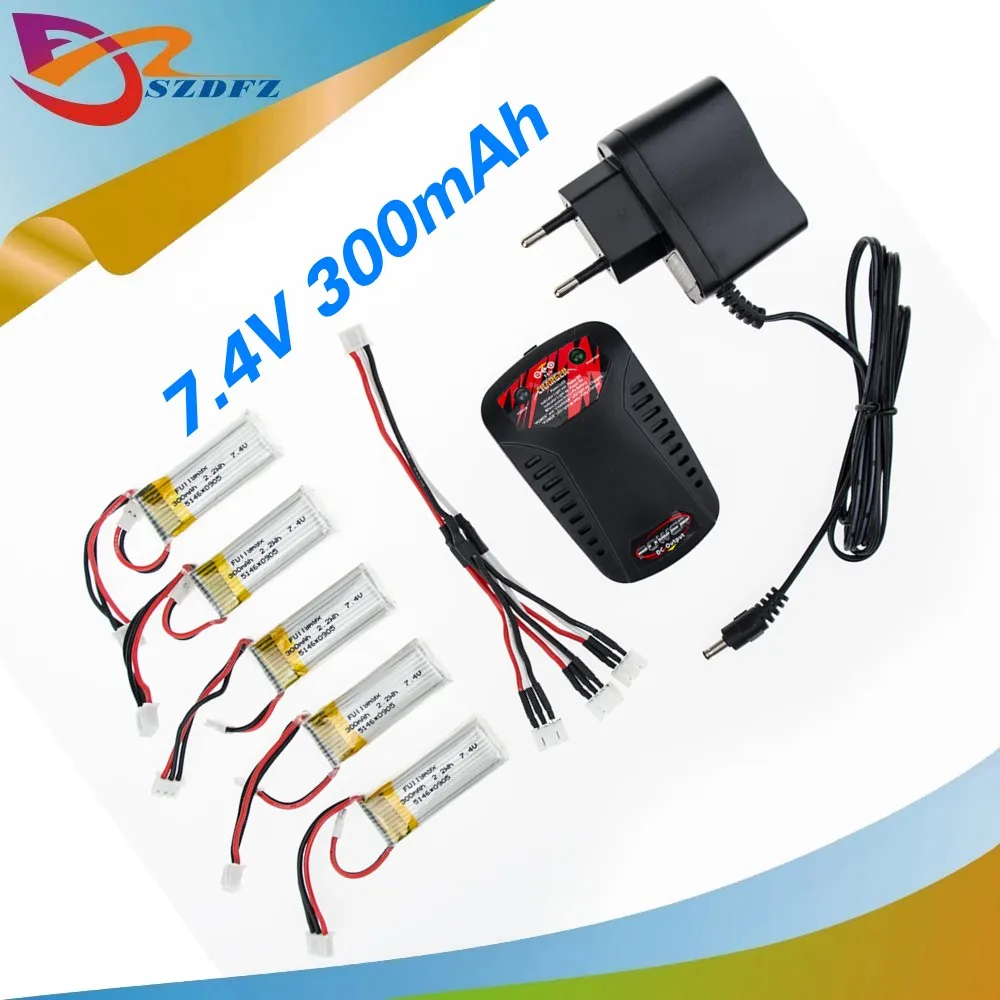 5 pcs 7 4 V 300 mAh литий полимерный Батарея и X8C зарядное устройство F959 для RC WL игрушки