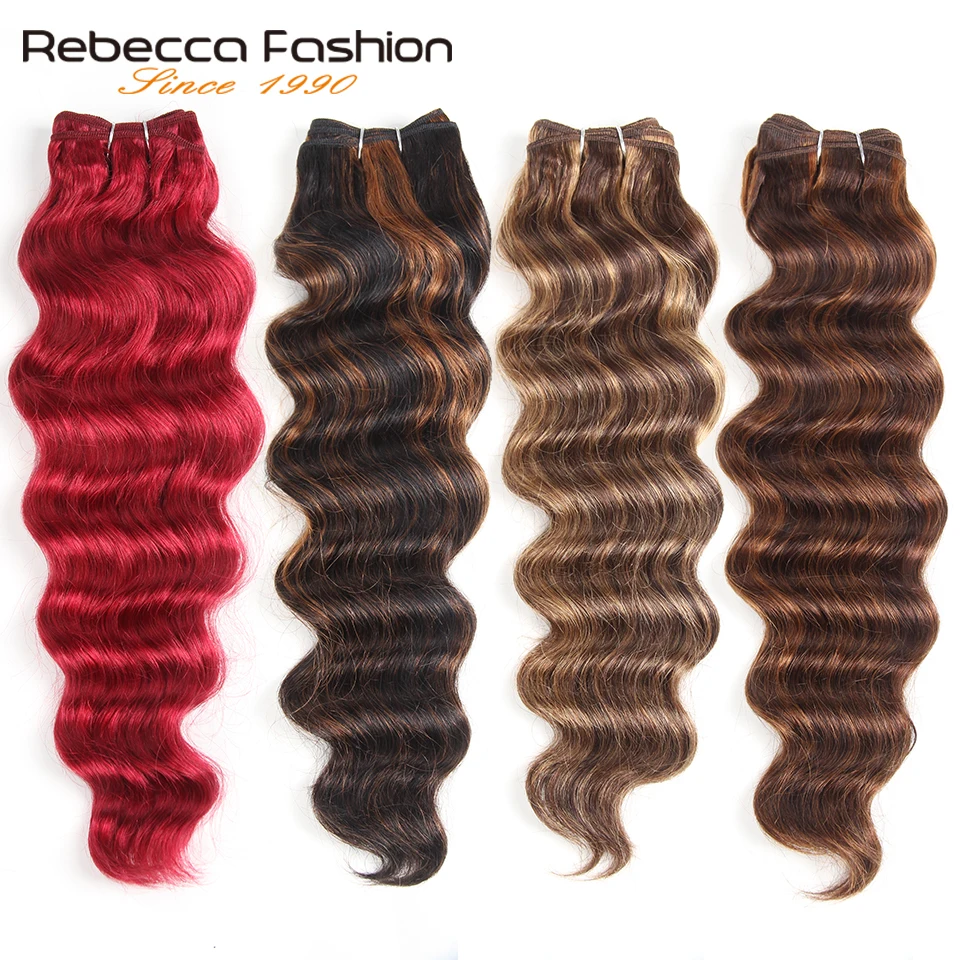 Ребекка 113 г Человеческие волосы Remy глубокая волна бразильские Омбре черные