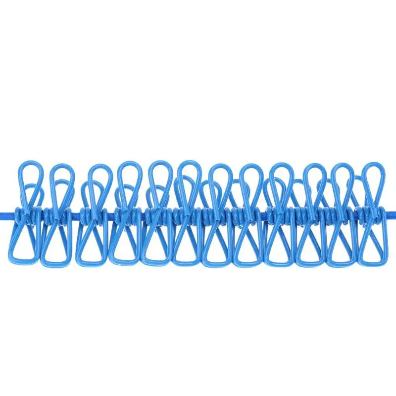 1.7m Outdoor Portable Clothes Line Camping Travel Stretchy Clothesline 12 Clips Travel Rope Washing Line Drying Clothes Hanger