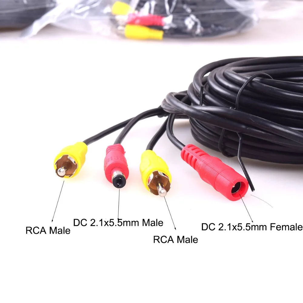 Автомобильный Удлинительный кабель RCA DC Аудио Видео AV для систем видеонаблюдения