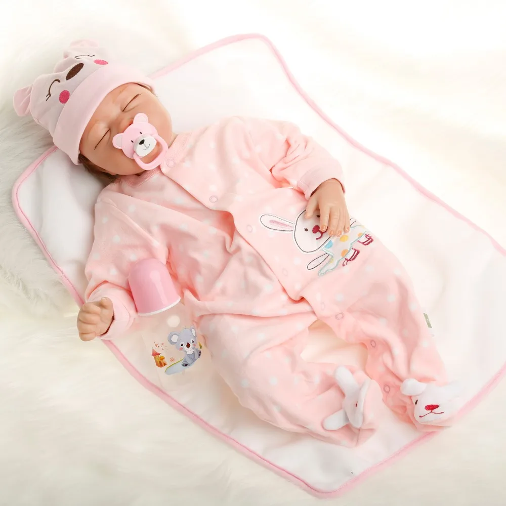 Силиконовая кукла SanyDoll 22 дюйма 55 см Реалистичная милая розовая для сна|Куклы| |