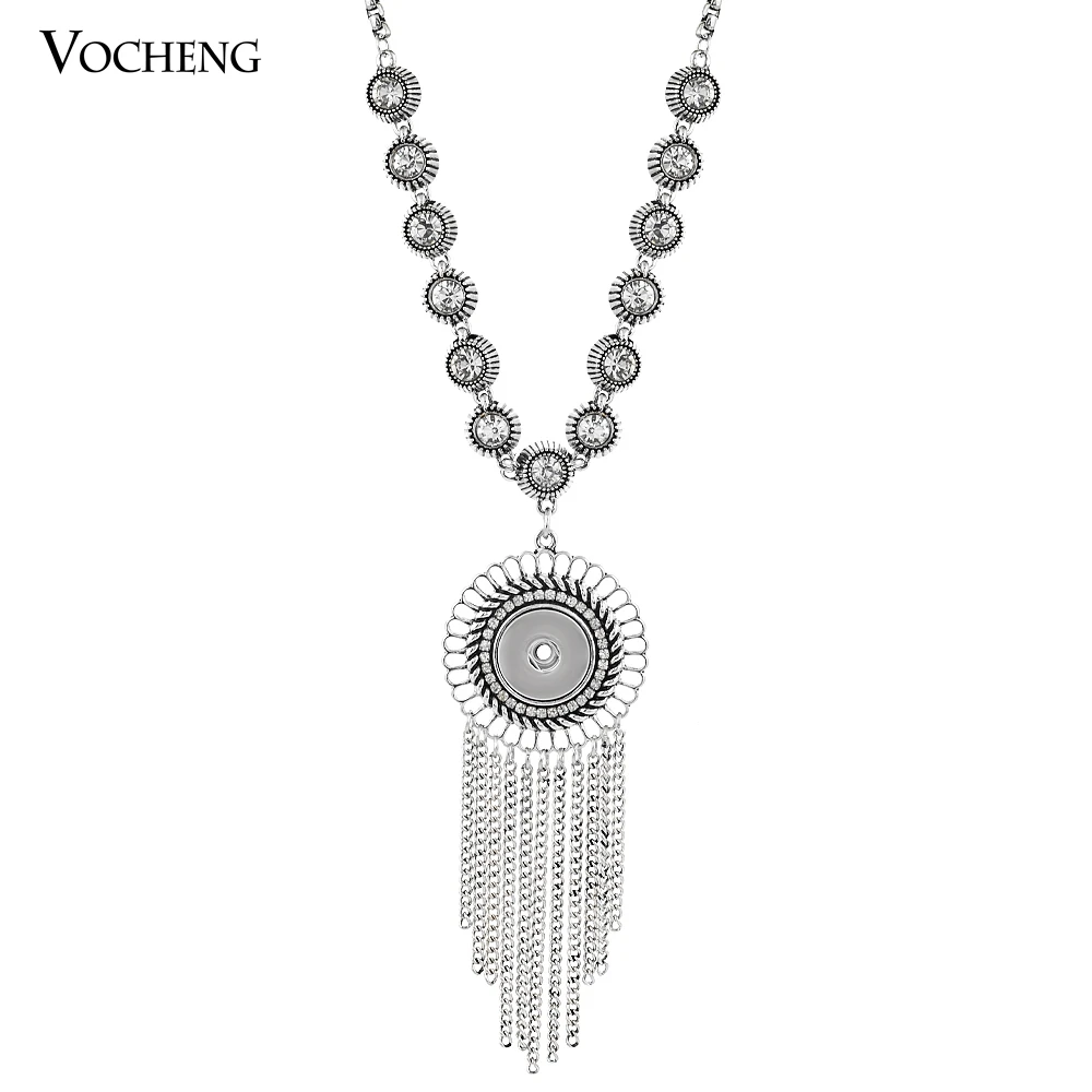 

10pcs/lot Vocheng Snap Button Tassel Necklace 18mm Metal Sweater Chain Pendant Jewelry NN-336*10 Free Shipping