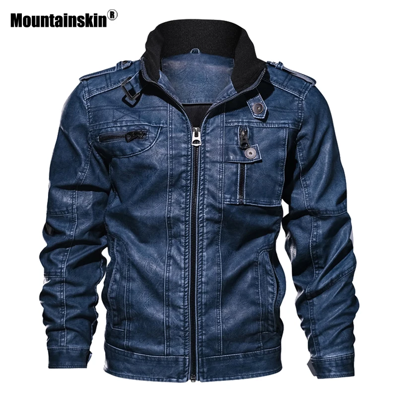 Куртка Mountainskin мужская из искусственной кожи приталенный силуэт мотоциклетная
