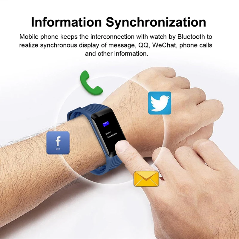 

2019 New Smart Bracelet Watch LED Color Large Display Heart Rate Sphygmomanometer Fitness Tracker Sports Watch Smart Wristband