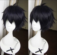 high quality anime seraph of the end yuichiro hyakuya cosplay wig black mix blue heat resistant synthetic hair wigs wig cap