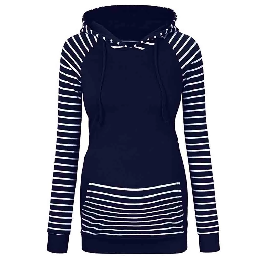 Navy SAGACE/полосатые топы с капюшоном для беременных; женская одежда с длинными рукавами и карманами; блузка; топы для беременных; свободная одежда для беременных - Цвет: Navy