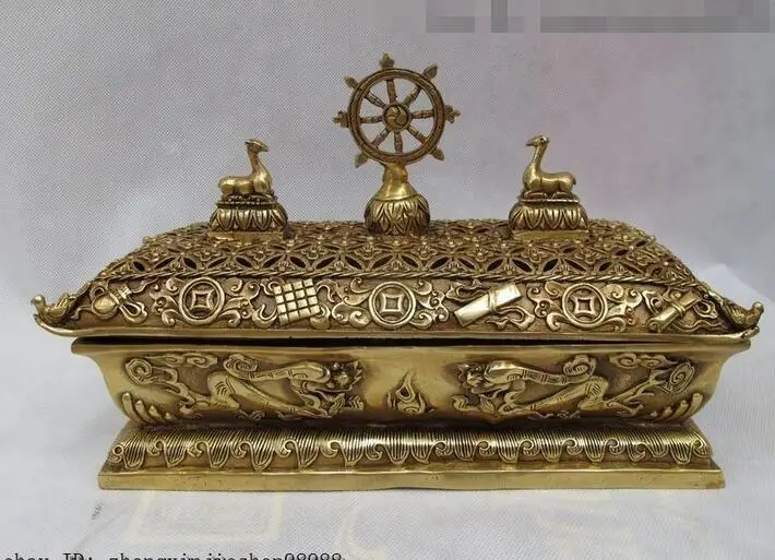Тибетские латунные восемь сокровищ два оленя Тибет классические благовония