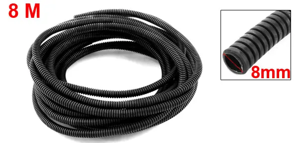 

Uxcell Hot Sale 8mm Inner Dia 10mm Outside Dia 8m Long Black Flexible Insulated Corrugated Tube Hose Pipe for Wire Tubing