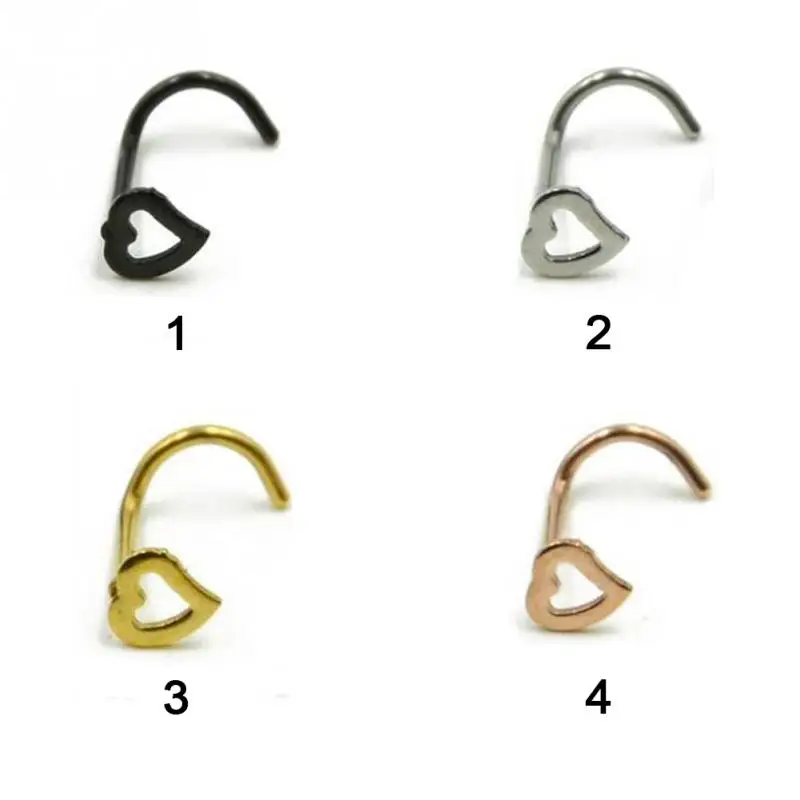 2018 New Fashion Nose Rings Stainless Steel Crystal Heart Multicolor Studs Hooks Body Piercing Faux Nariz Percing Jewelry | Украшения и