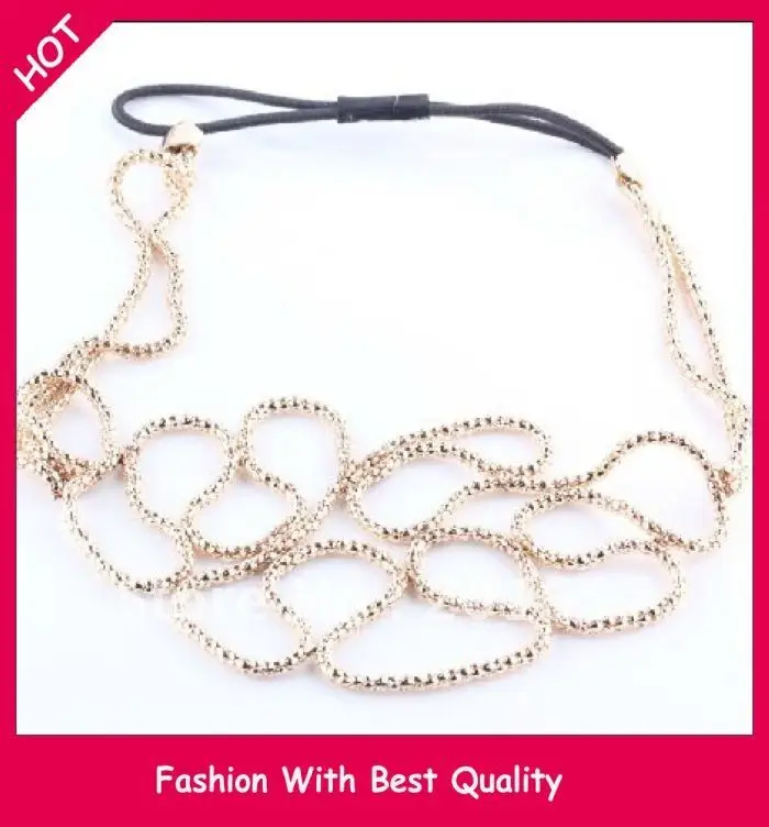 Wholesale and Retail fashion Europe style knited gold color Elastic headband hairband hair accessory 12pcs/lot