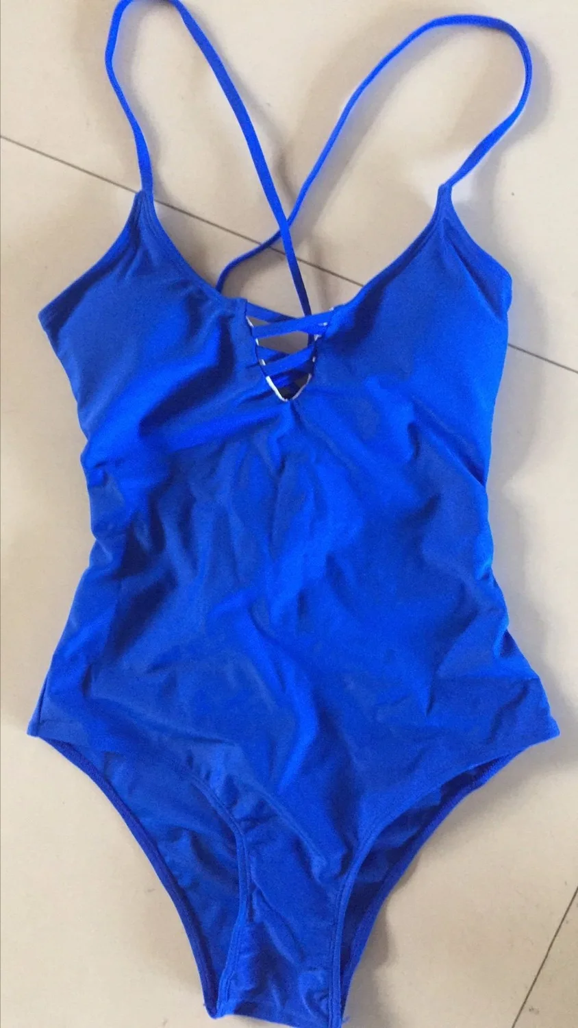 Синий Одна деталь Купальники для малышек 2017 Сексуальная крест накрест ванный