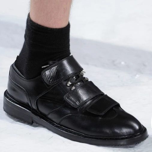 

Handmade Black Oxfords Monk Strap Mens Formal Business Shoes Flat heel Man Derby Shoes Hot