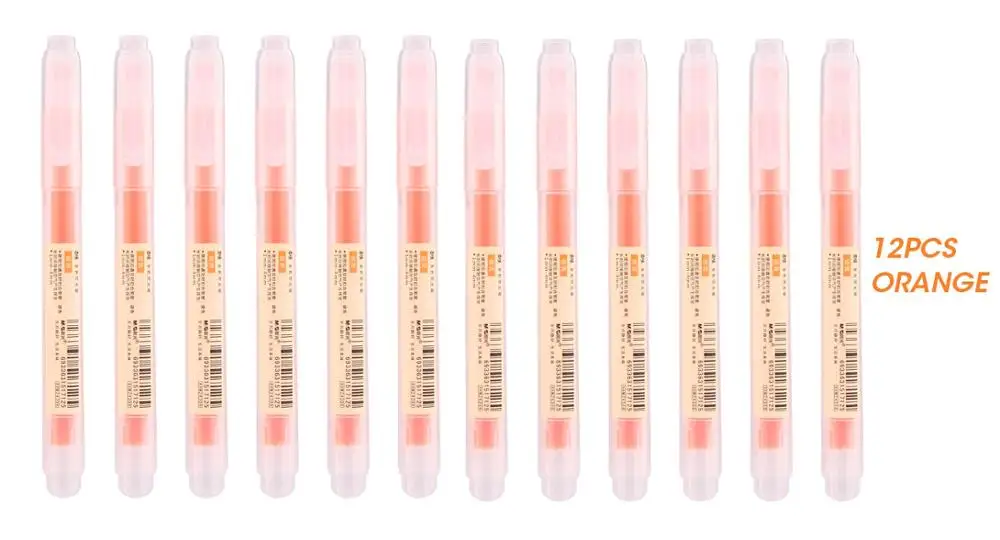 12pcs orange M& G 12 шт./набор Muji стиль маркер ручка японский канцелярские Флуоресцентный цвет маркер милый каваи для школьных принадлежностей - Цвет: 12pcs orange