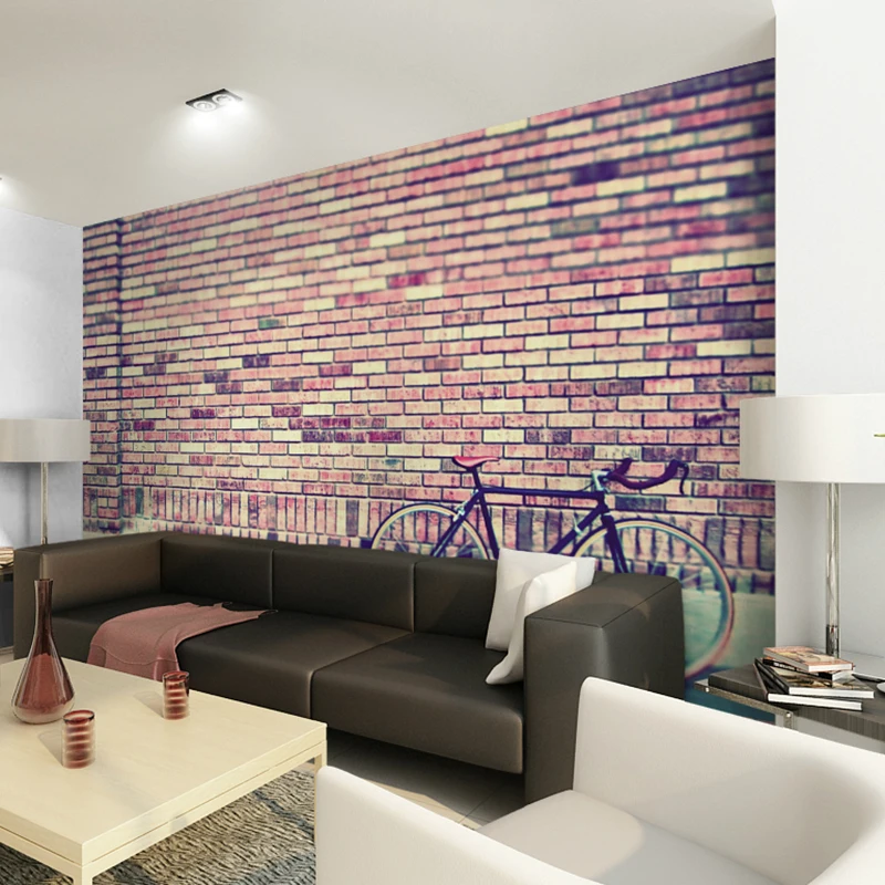 Фотообои нестандартного размера с 3D кирпичной стеной для гостиной ТВ ванной