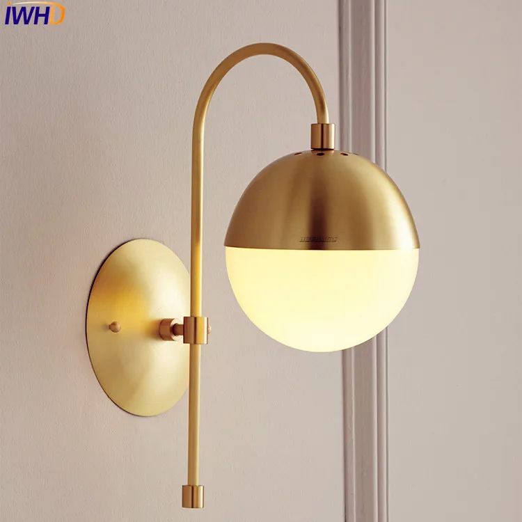 Nordic Modern Copper LED Wall Lamp Wandlampen Bathroom Mirror Glass Ball Wall Light Beside Arandela Luminaire Home Lighting