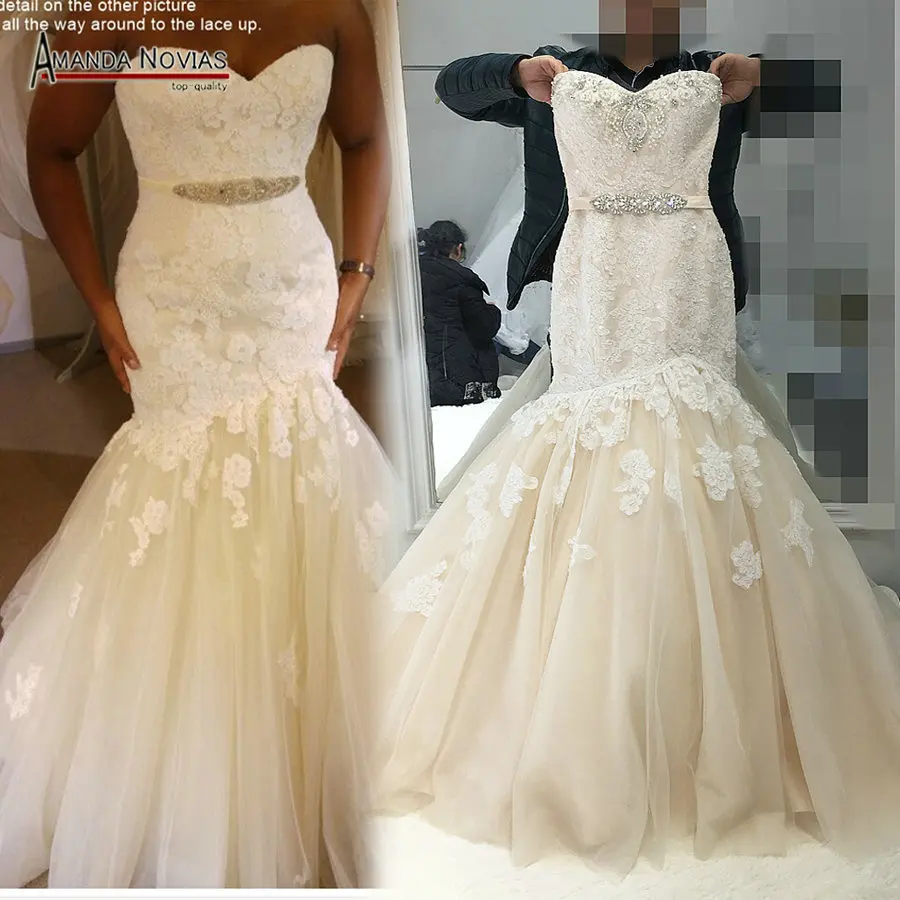 Свадебное платье Русалка цвета шампанского слоновой кости реальные фотографии