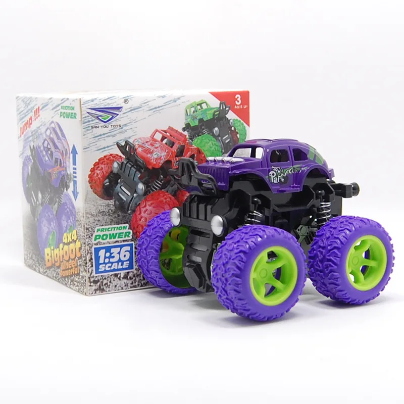 1:36 детская инерции четырёхколёсный вагончик с четырьмя Diecasts игрушечное транспортное средство противоударный амортизатор мальчик качели модель автомобиля - Цвет: Фиолетовый