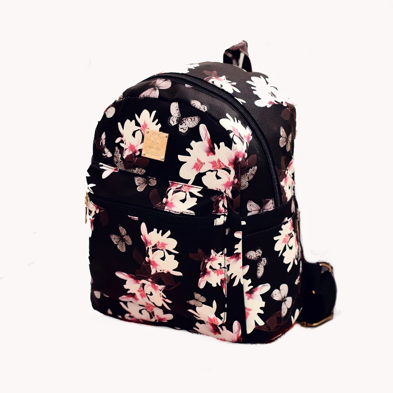 Мода 2017 г. Для женщин с цветочным принтом кожаный рюкзак Школьные сумки для