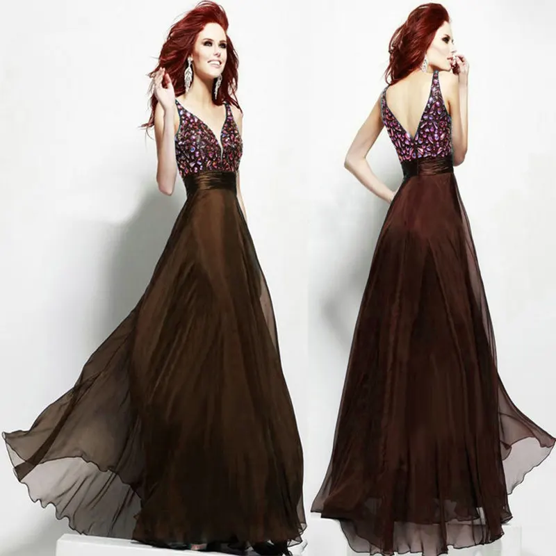 Сексуальные платья выпускного вечера блестками Глубокий V шеи вечерние легкого