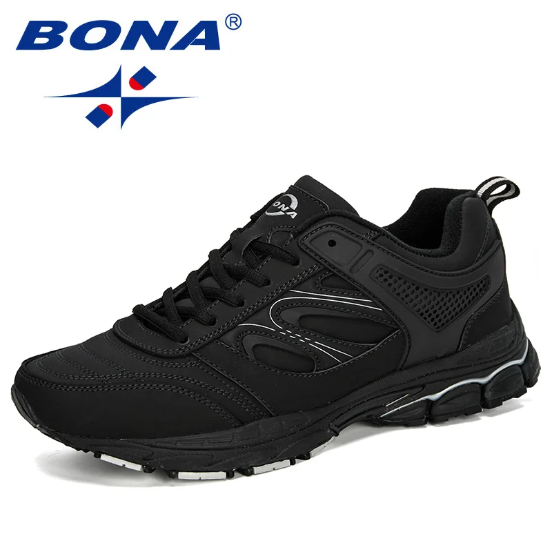Charcoal grey S gray BONA/Новинка года; мужские кроссовки из яловичного спилка; спортивные уличные кроссовки; Мужская Спортивная обувь; zapatillas; Мужская обувь для бега - Цвет: Charcoal grey S gray