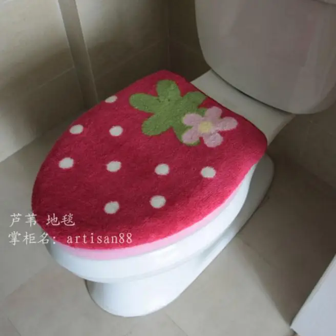 freeshipping toilet seat cover special powder strawberry bars carpet mantle pad four piece sets toilet sets bathroom mat free global shipping