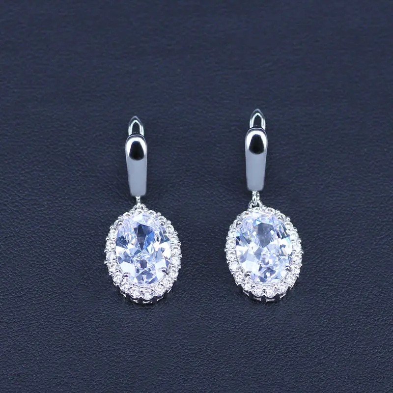 4 Piece 925 Stamp Silver Color Cubic Zirconia Jewelry Sets For Women Big White Crystal Bracelets Pendant Necklace Earrings Ring | Украшения