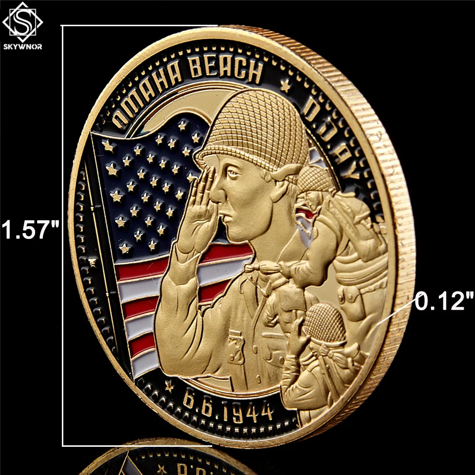 1944 6 дюймов пехотный Плющ Div армия США вызов монеты золотые Юта D день