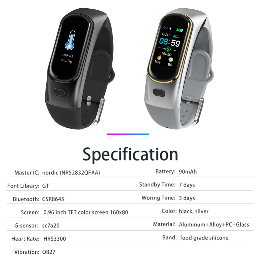 2019 Bluetooth беспроводные звонки наушники Smartband сердечного ритма кровяное давление