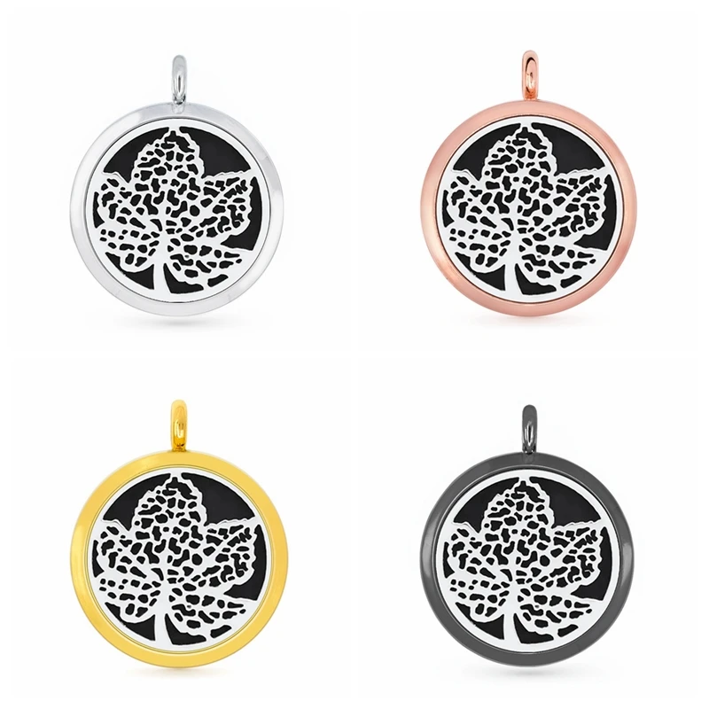

30mm Hollow Tree Leaf Aromatherapy Essential Oil Perfume Diffuser Locket Pendant with 6pcs PadS Fit Necklace key Chains