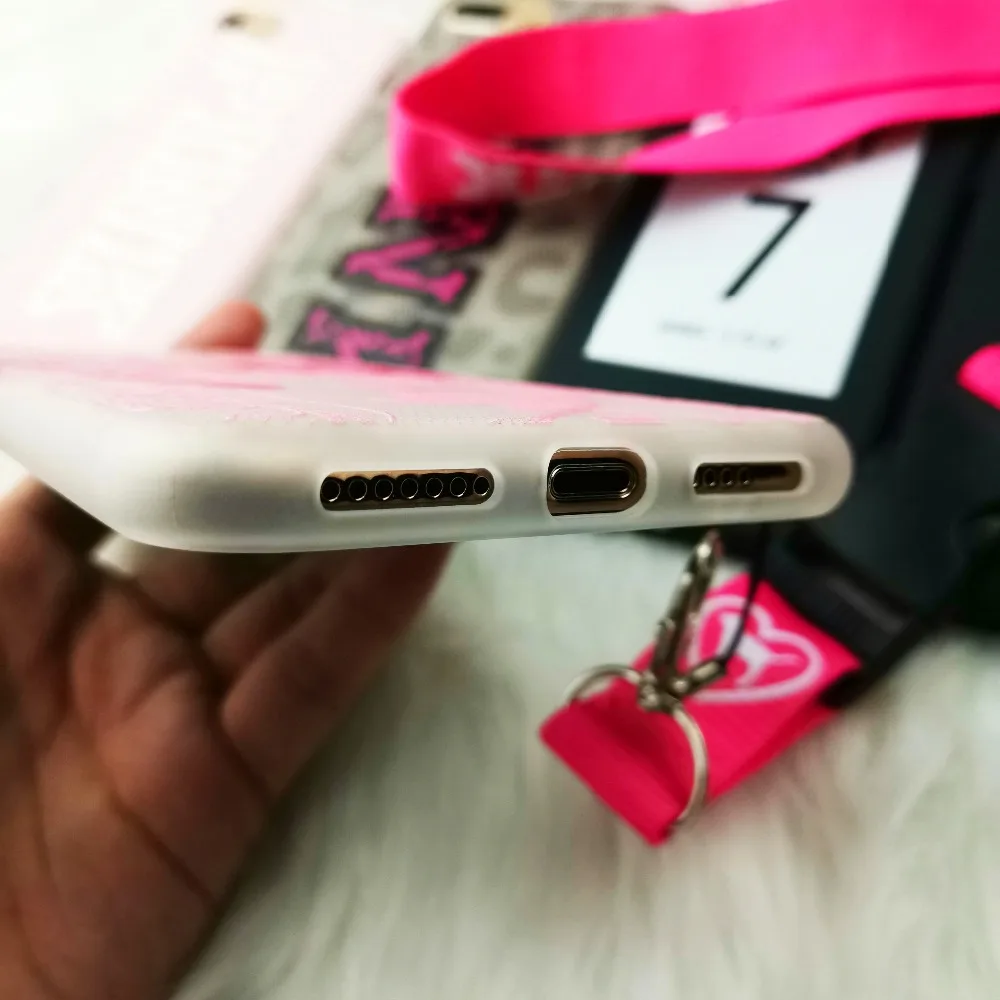 Роскошный кружевной розовый мягкий чехол Solicon с ремешком для iphone 6 S 7 7plus 8 8plus X 10 XR XS