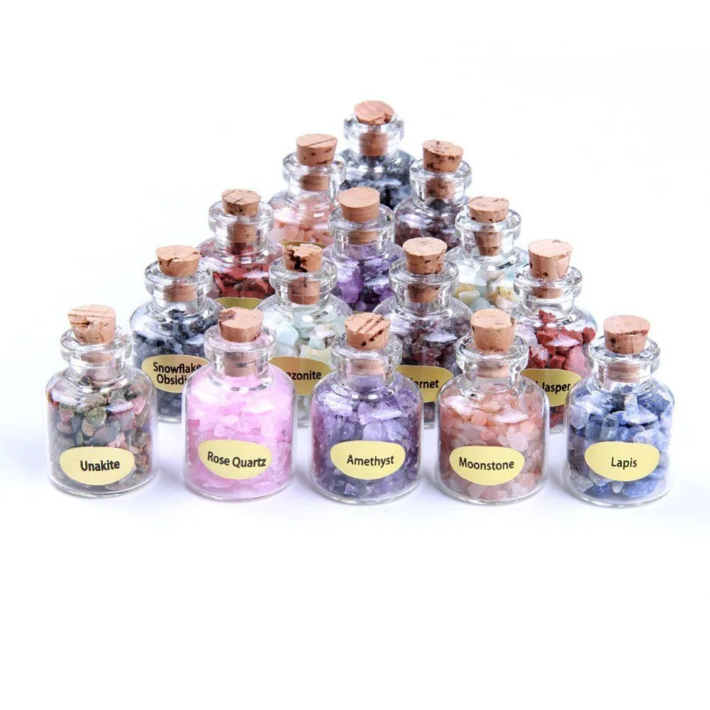 Оптовая продажа 1 коробка из 9 бутылок миниатюрные драгоценные камни чипсы