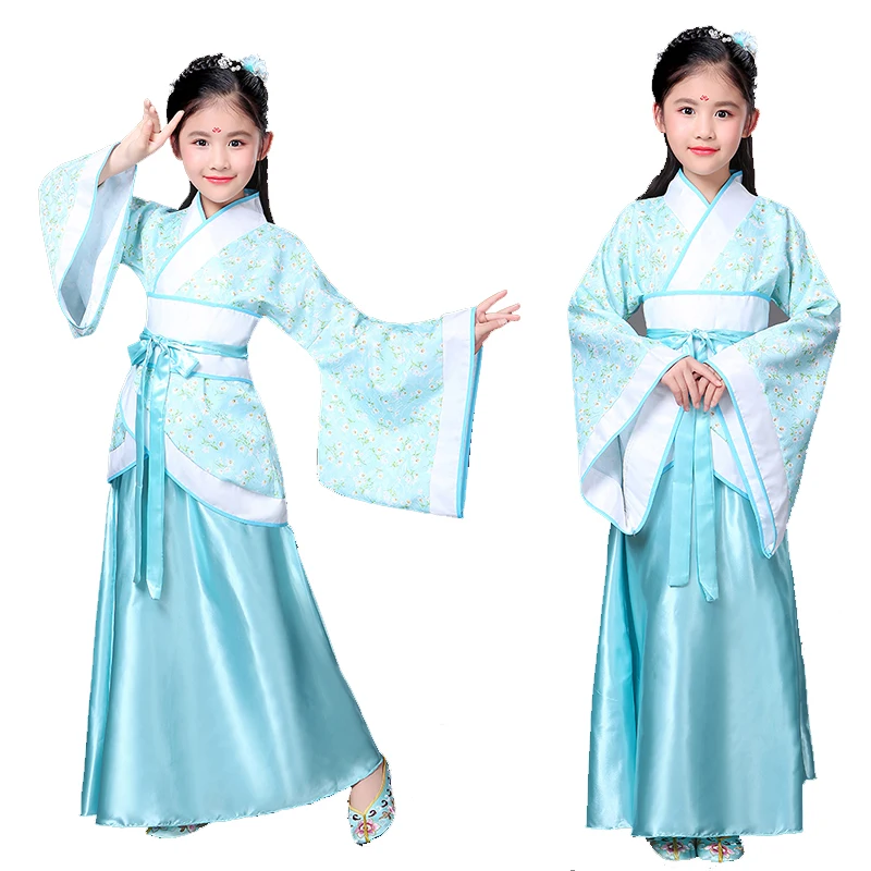 Ancient chinese costume kid hanfu tang dynasty traditional dress girlbaby princess toddler fairy beauty child ballroom dance | Детская