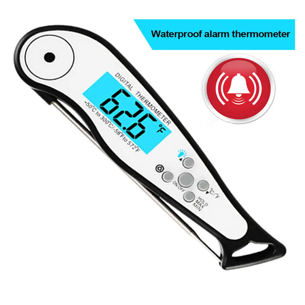 Grill Kitchen LCD Digital Meat Backlight Thermometer Alarm Cooking Household BBQ Instant Read Foldable Probe Waterproof Auto Off | Дом и сад