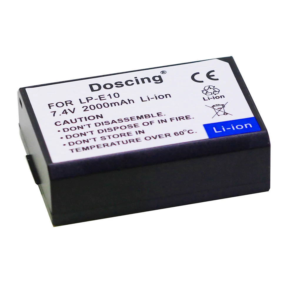 Doscing 2 шт. 2000 мАч LP-E10 LP E10 LPE10 сменная батарея для камеры Canon 1100D 1200D 1300D Rebel T3 T5 KISS X50 X70 |