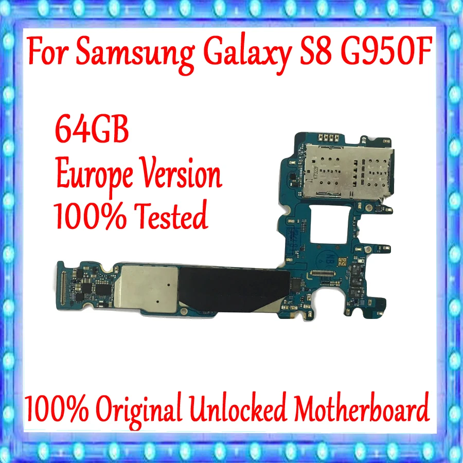 Для Samsung Galaxy S8 G950F оригинальная разблокированная материнская плата 64 ГБ с