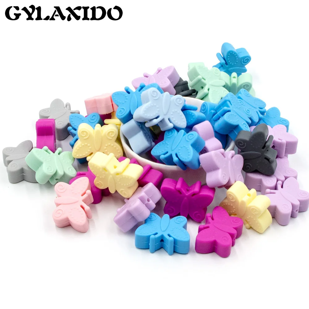 100Pcs Butterfly Silicone Beads Baby Teething Necklace DIY Making Animal BPA Free Silicone Beads Baby Teether Accessories
