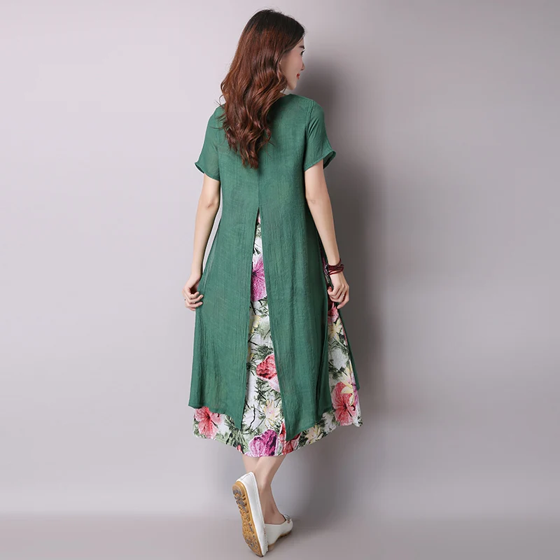 Мода 2018 новые летние женские платья с принтом Повседневная Двойная Ткань Хлопок