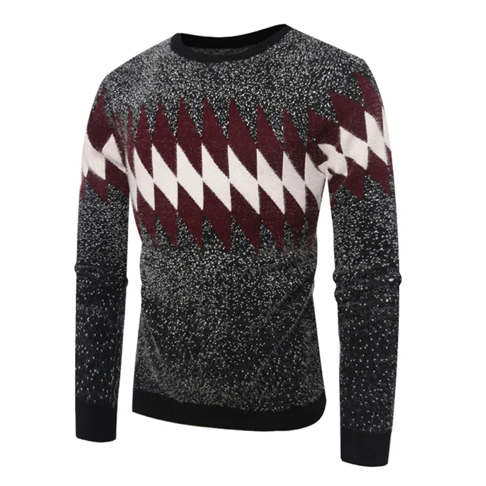 Drop Ship Men Autumn Long Sleeve Printed Pullover Knitted Sweater Top Tee Outwear Blouse Stylish and fashion design Z111 | Мужская