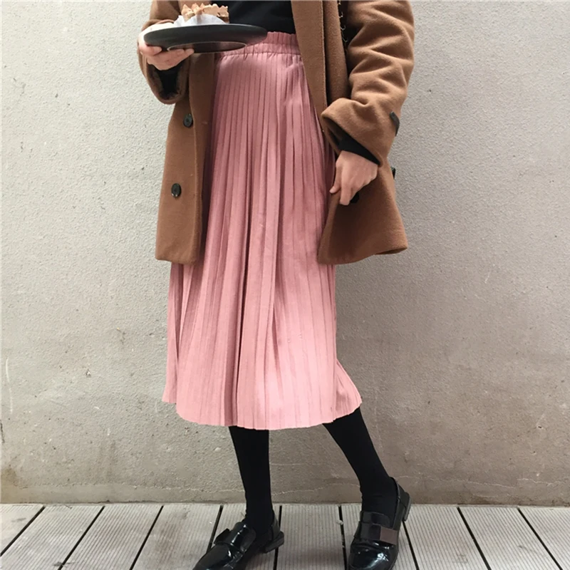 Faldas mujer moda 2019 Весна Осень harajuku школьная длинная юбка элегантная женская с высокой