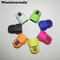 wholesale portable multi color robot shape android micro usb to usb converter otg adapter for android tablet pc smart phone