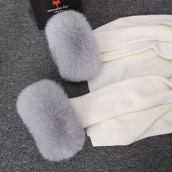 light grey12cm Женские высококачественные манжеты из лисьего меха, теплые запястья, новые длинные манжеты из лисьего меха, теплые женские браслеты, браслет из натурального меха, перчатки - Цвет: light grey12cm